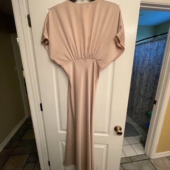 BHLDN Leila Deep-V Flutter-Sleeve Satin A-Line Gown - Picture 3 of 5